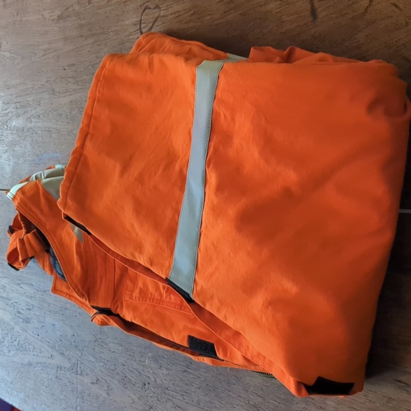 Orange Insulated Reflective Work Overalls Size Large - Picture 9 of 11